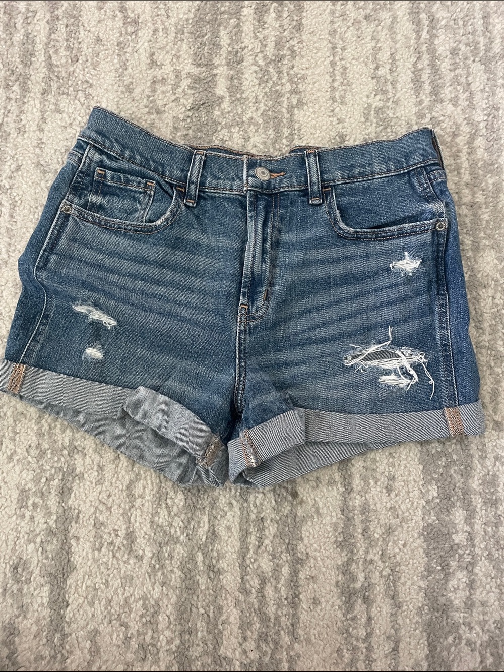 Old Navy Blue Distressed Roll-Cuff Denim Shorts